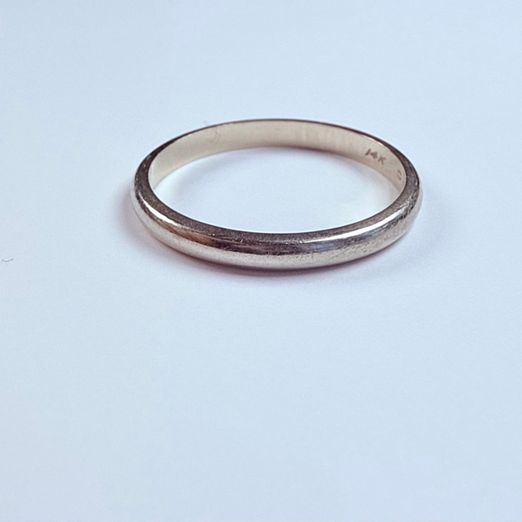 14K Solid White Gold Mid Century Classic Solid 2.5MM Band Vintage Ring SIZE 8 - Picture 8 of 10